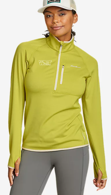 Eddie Bauer Ladies High Route Grid Fleece 1/4 Zip—Chartreuse
